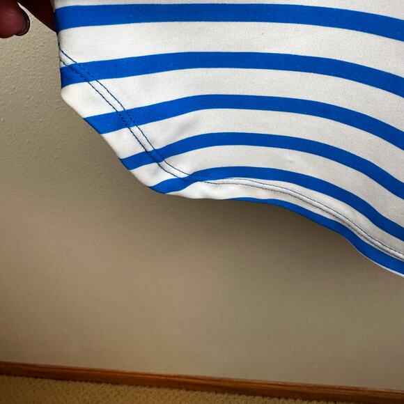 Cabana Life Zipper Swim Dress Cover Up Stripes UPF 50+ Blue White Women's Large - Picture 7 of 13